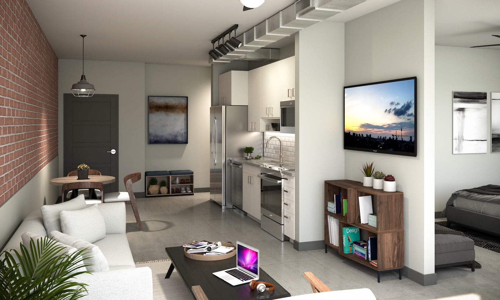 open living concept with connected rooms